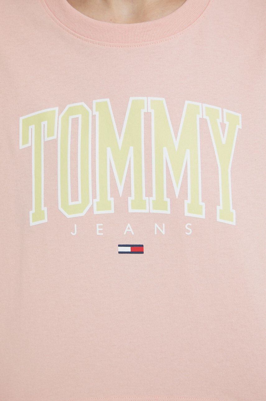 Tommy Jeans Bavlněné tričko růžová barva - Pepit.cz