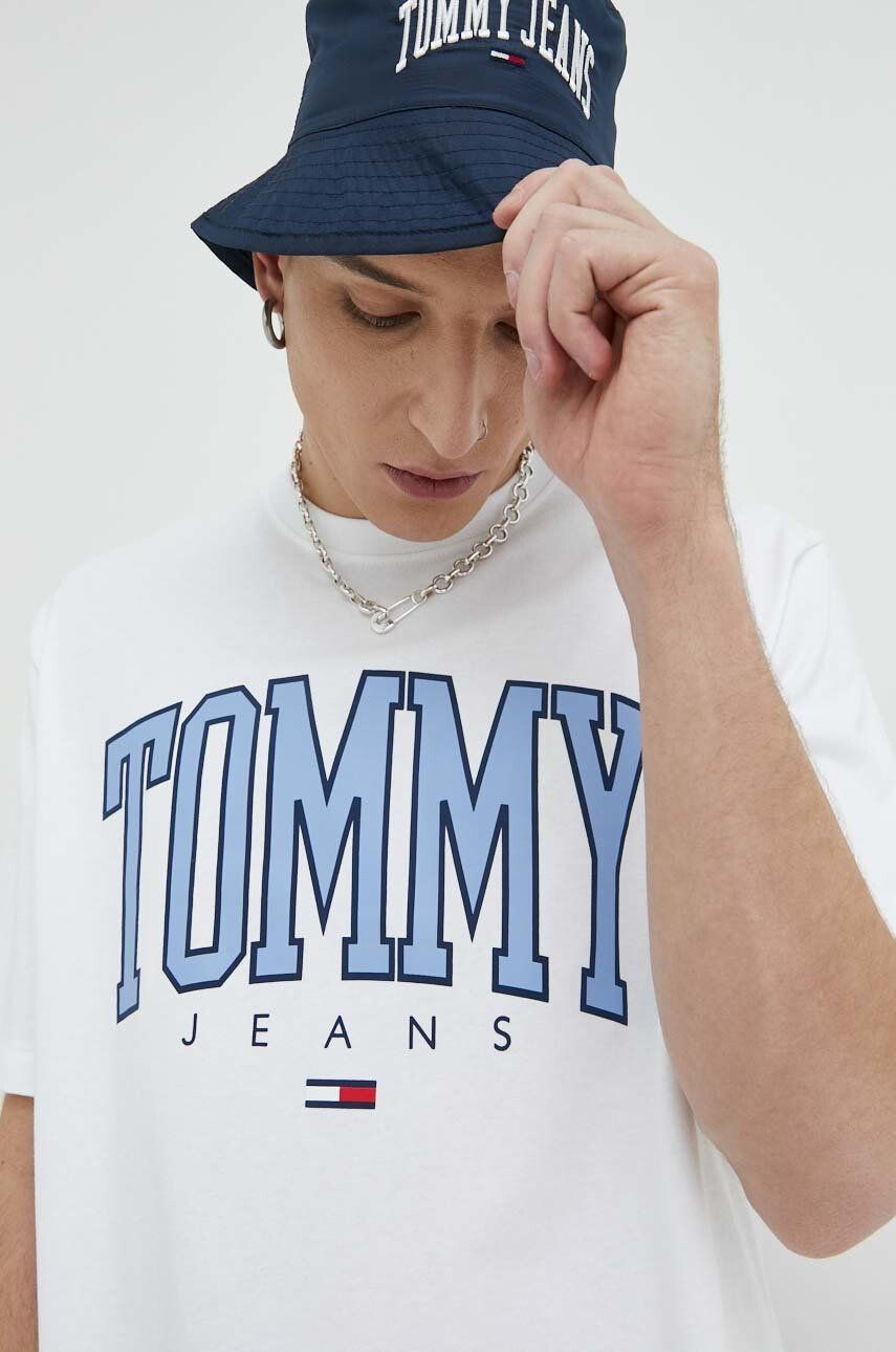 Tommy Jeans Bavlněné tričko bílá barva s potiskem - Pepit.cz