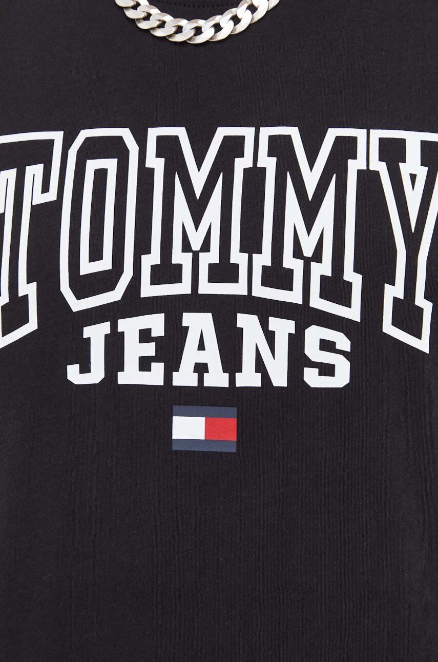 Tommy Jeans Bavlněné tričko černá barva s potiskem - Pepit.cz