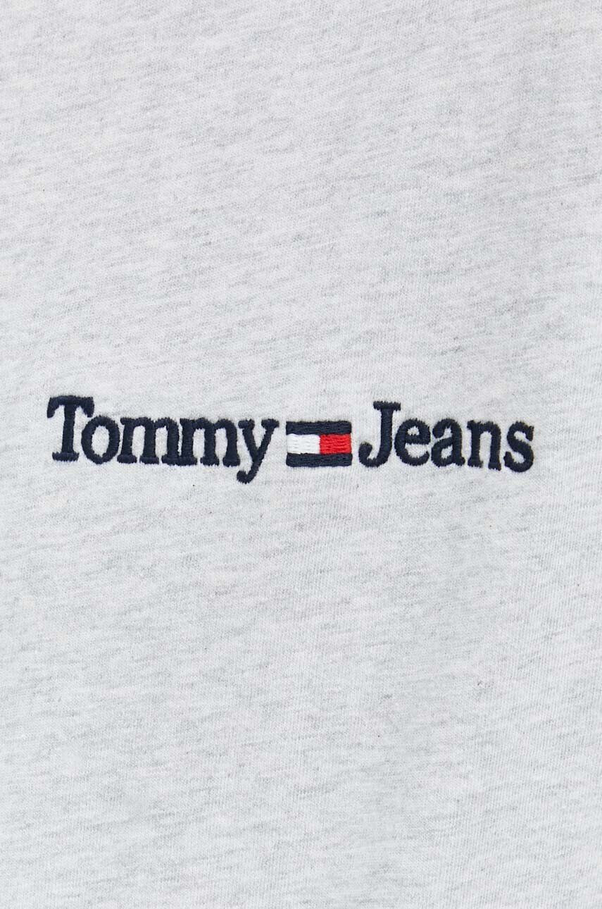 Tommy Jeans Bavlněné tričko šedá barva s aplikací - Pepit.cz