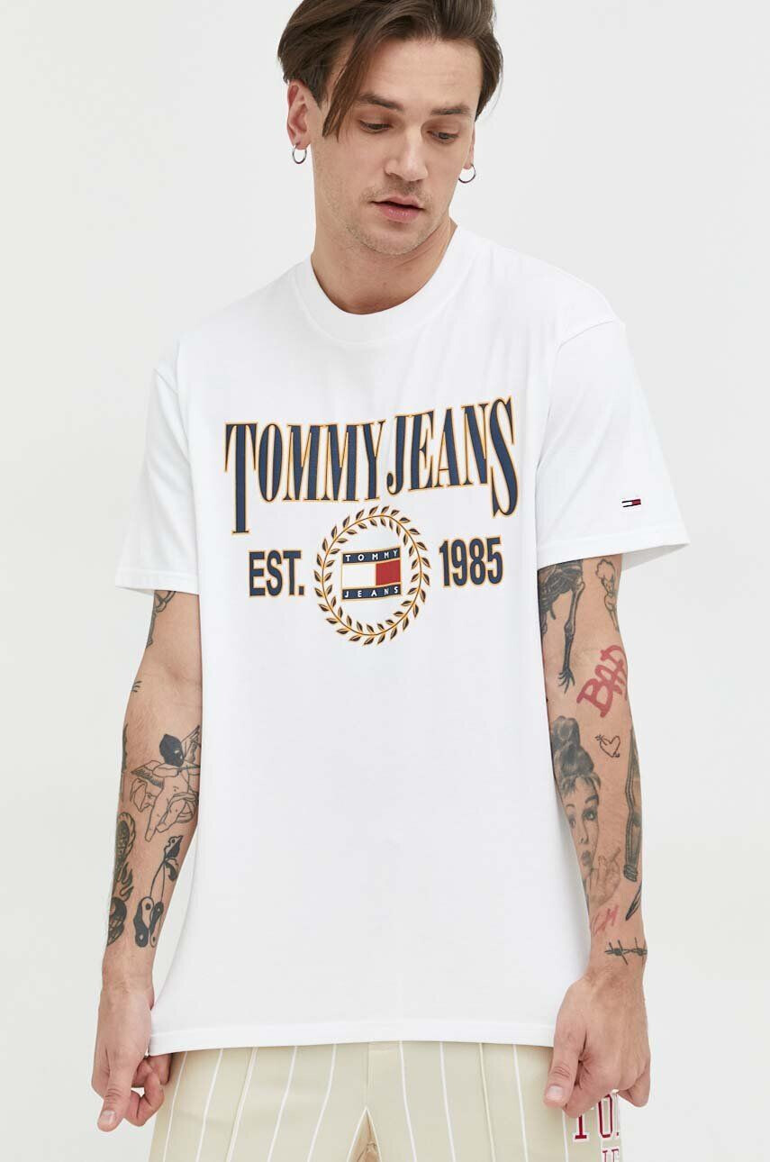 Tommy Jeans Bavlněné tričko tmavomodrá barva - Pepit.cz