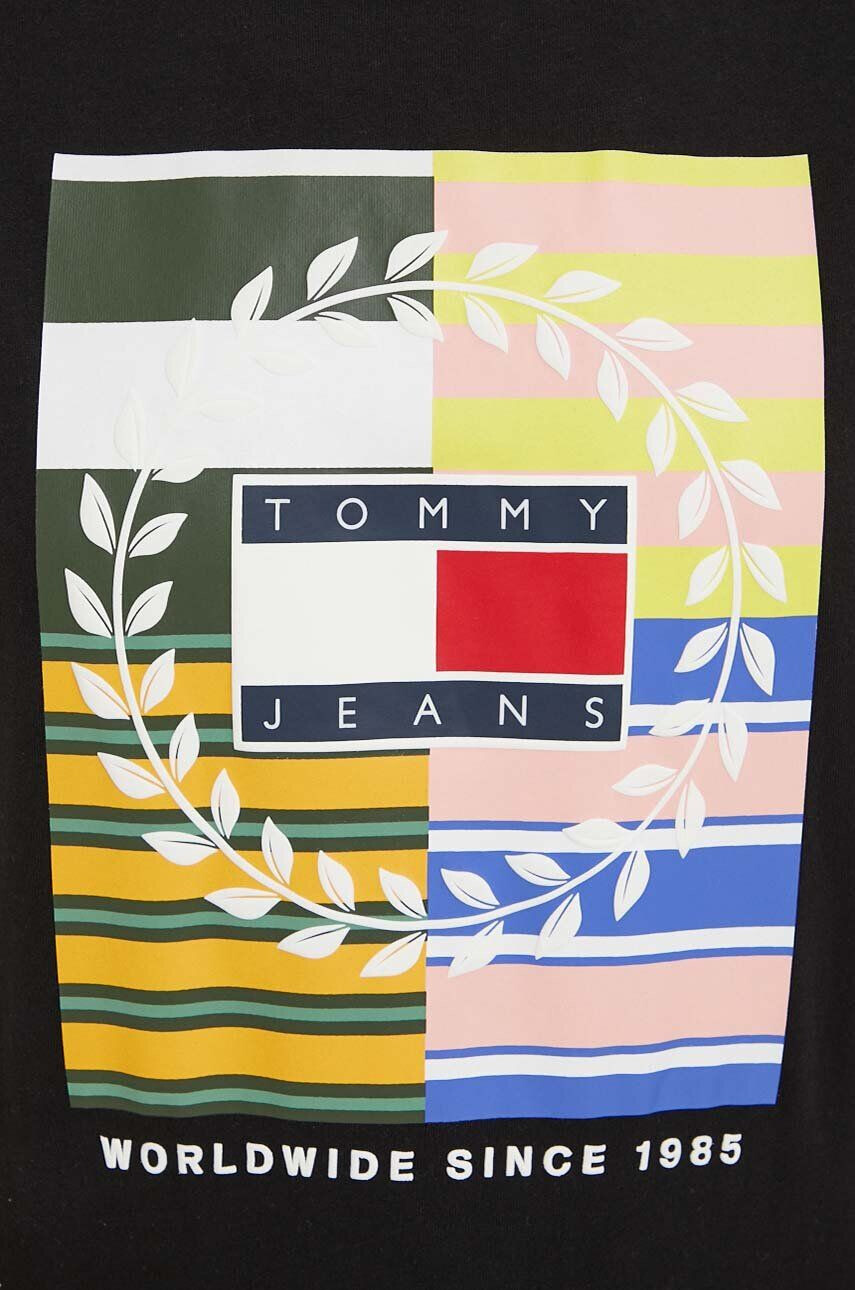 Tommy Jeans Bavlněné tričko černá barva - Pepit.cz