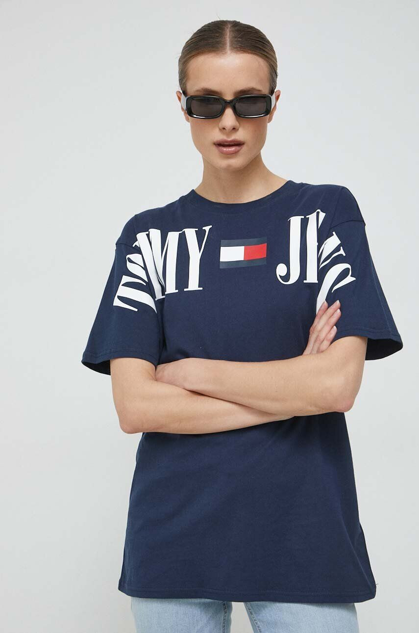 Tommy Jeans Bavlněné tričko červená barva - Pepit.cz