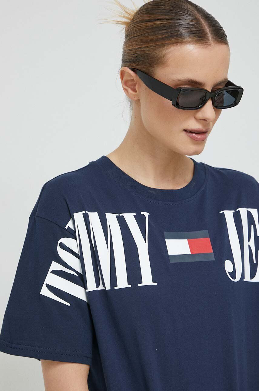 Tommy Jeans Bavlněné tričko červená barva - Pepit.cz