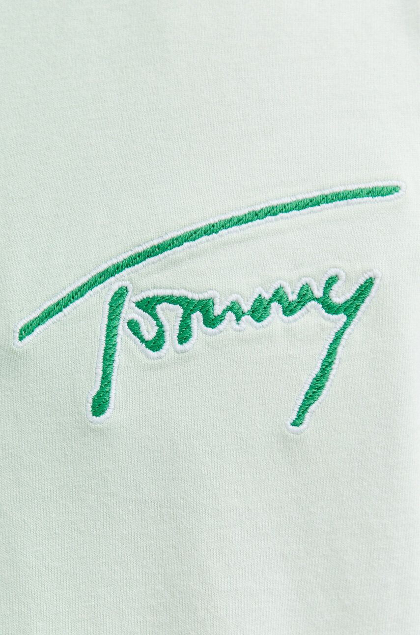 Tommy Jeans Bavlněné tričko zelená barva s aplikací - Pepit.cz