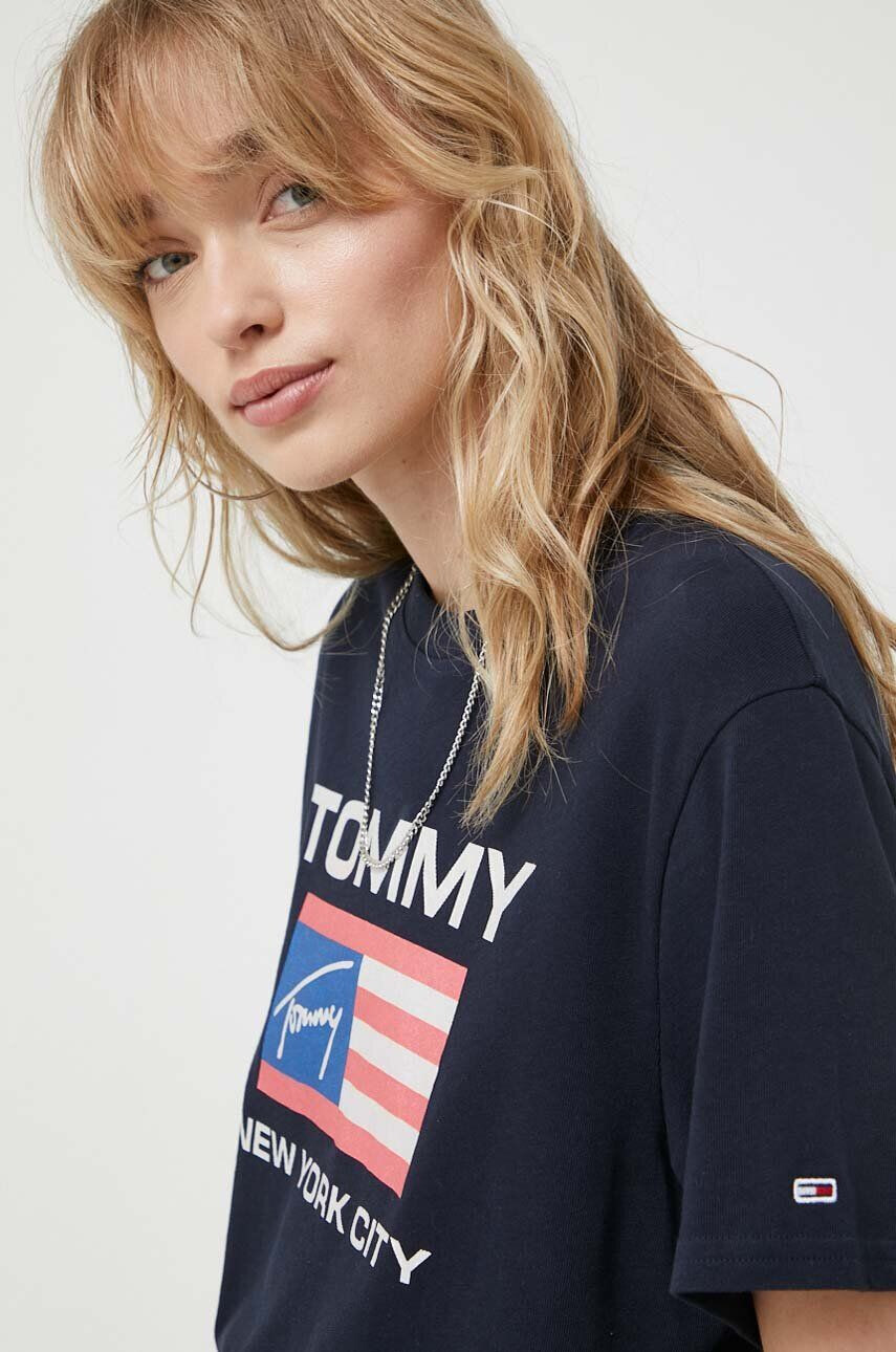 Tommy Jeans Bavlněné tričko tmavomodrá barva - Pepit.cz