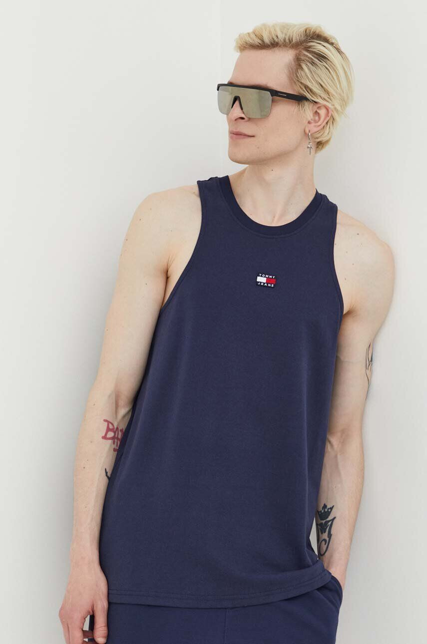 Tommy Jeans Bavlněné tričko tmavomodrá barva - Pepit.cz