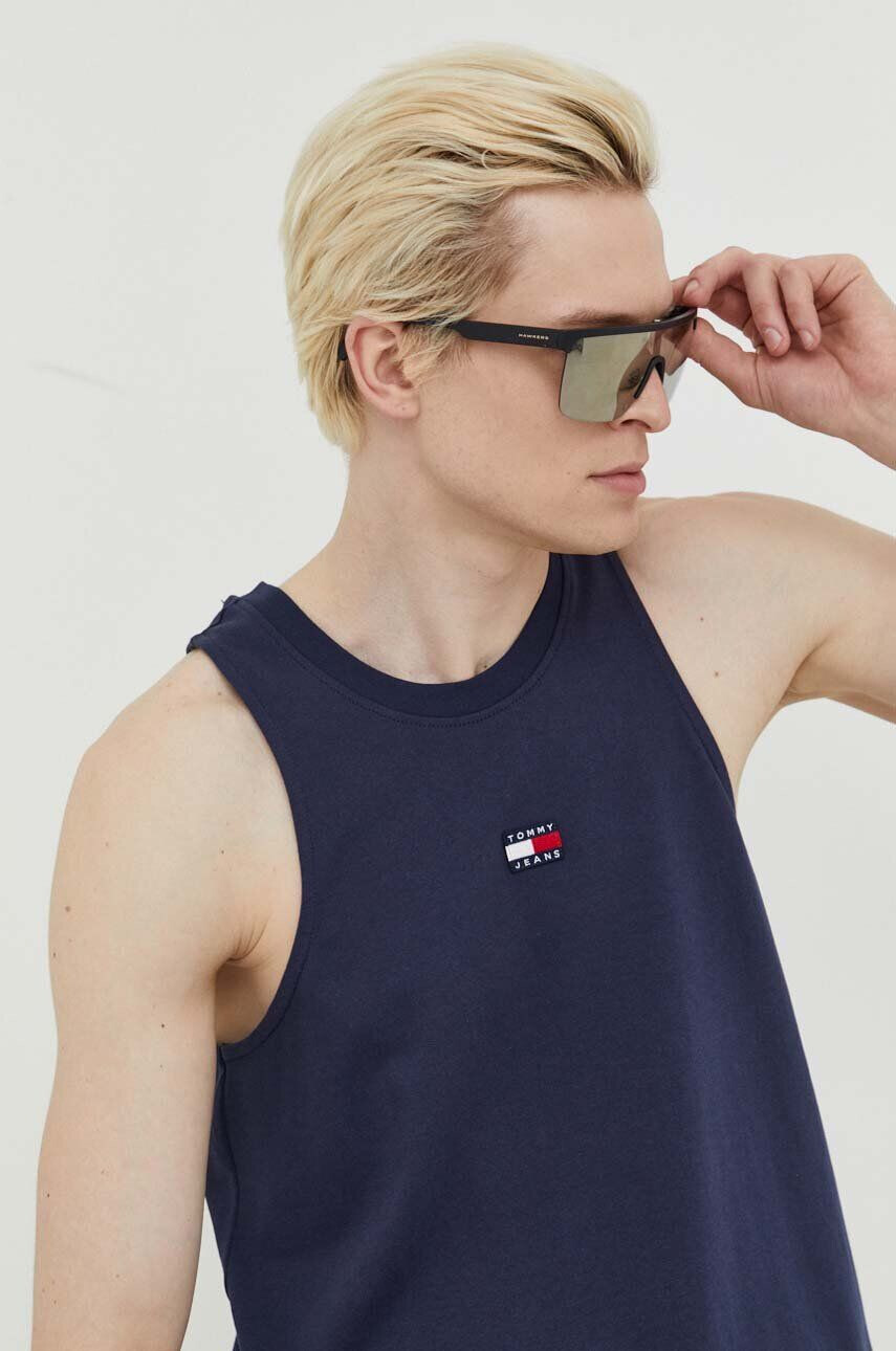 Tommy Jeans Bavlněné tričko tmavomodrá barva - Pepit.cz