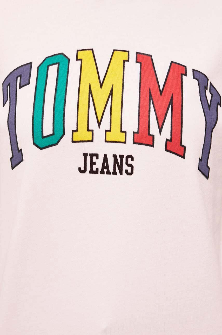 Tommy Jeans Bavlněné tričko béžová barva s aplikací - Pepit.cz