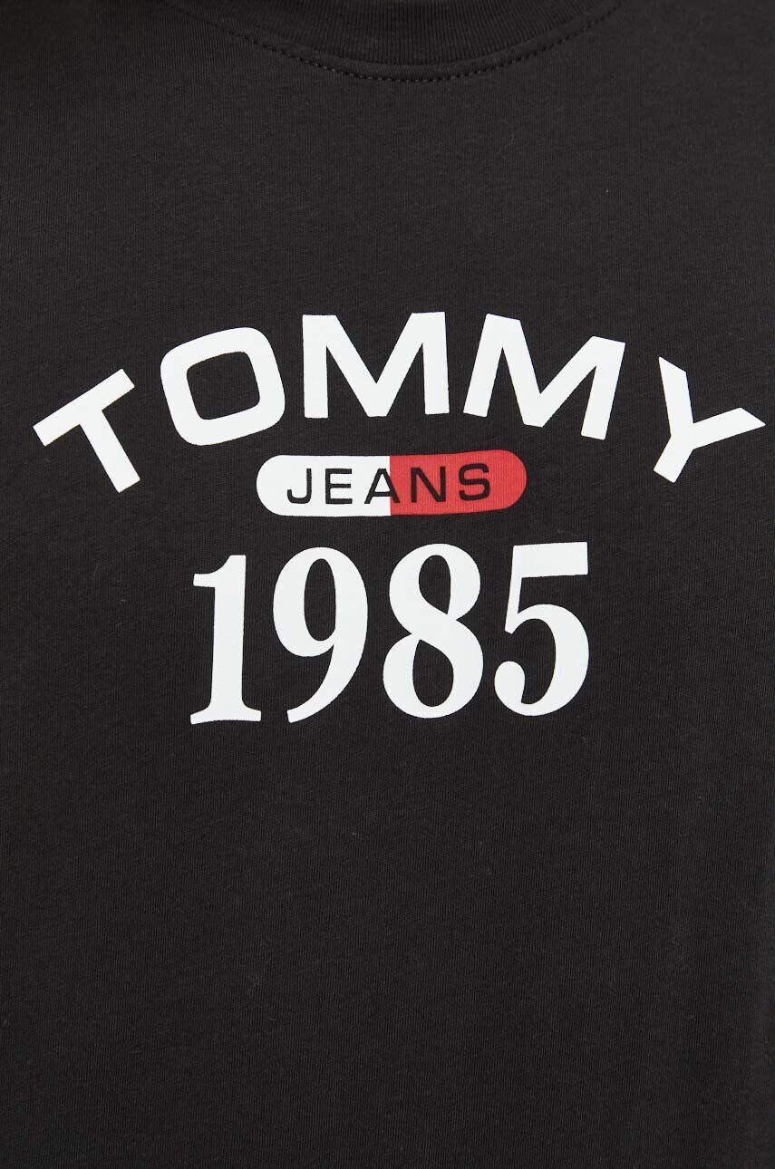 Tommy Jeans Bavlněné tričko černá barva s potiskem - Pepit.cz