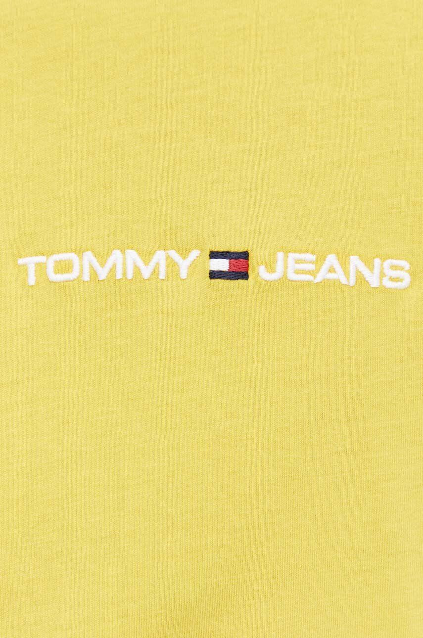 Tommy Jeans Bavlněné tričko žlutá barva s aplikací - Pepit.cz