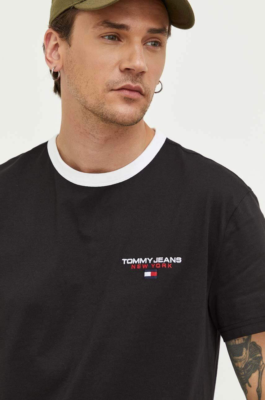 Tommy Jeans Bavlněné tričko černá barva - Pepit.cz