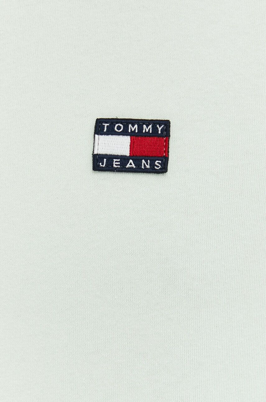 Tommy Jeans Bavlněné tričko zelená barva s aplikací - Pepit.cz