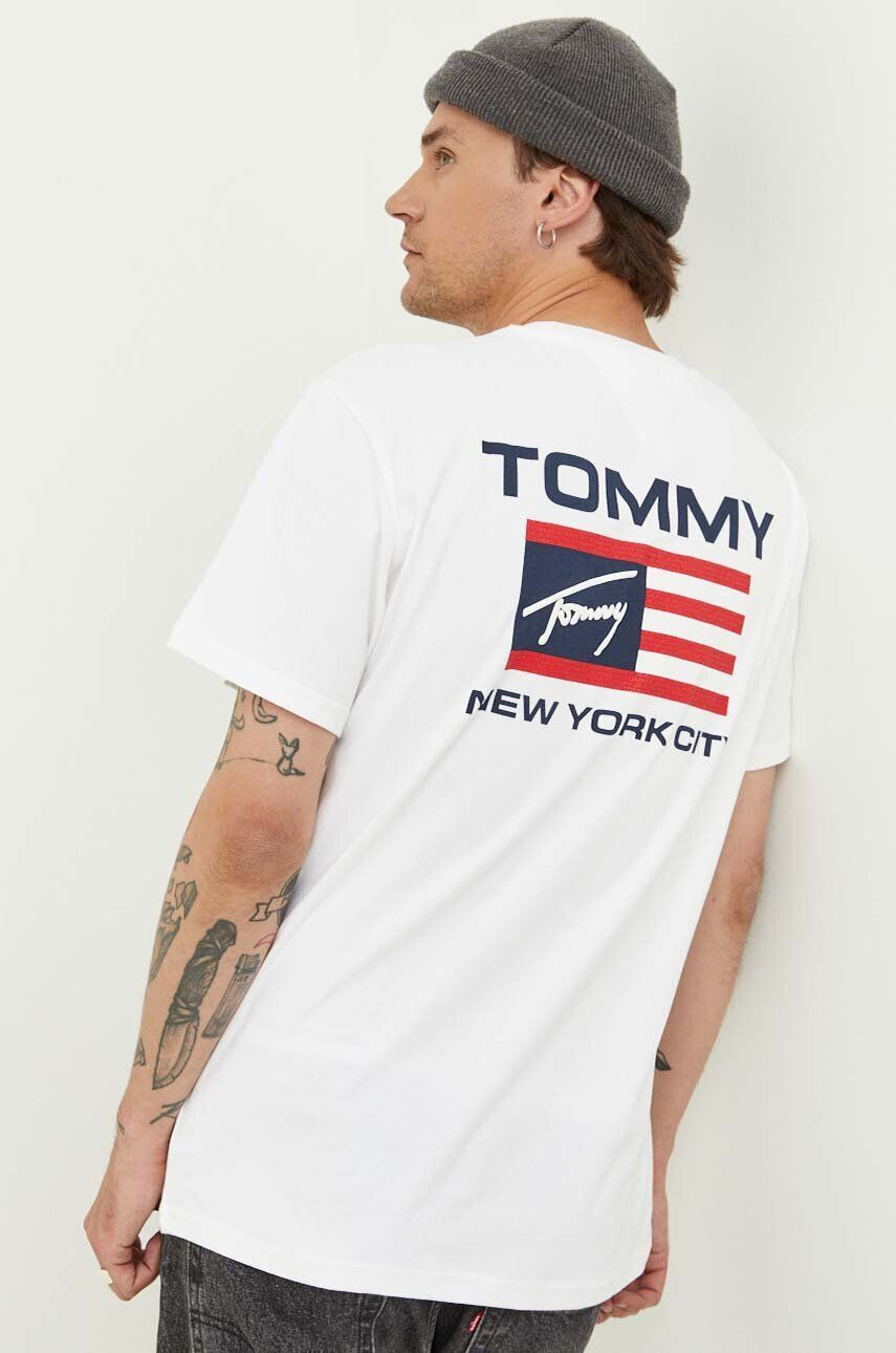 Tommy Jeans Bavlněné tričko bílá barva - Pepit.cz