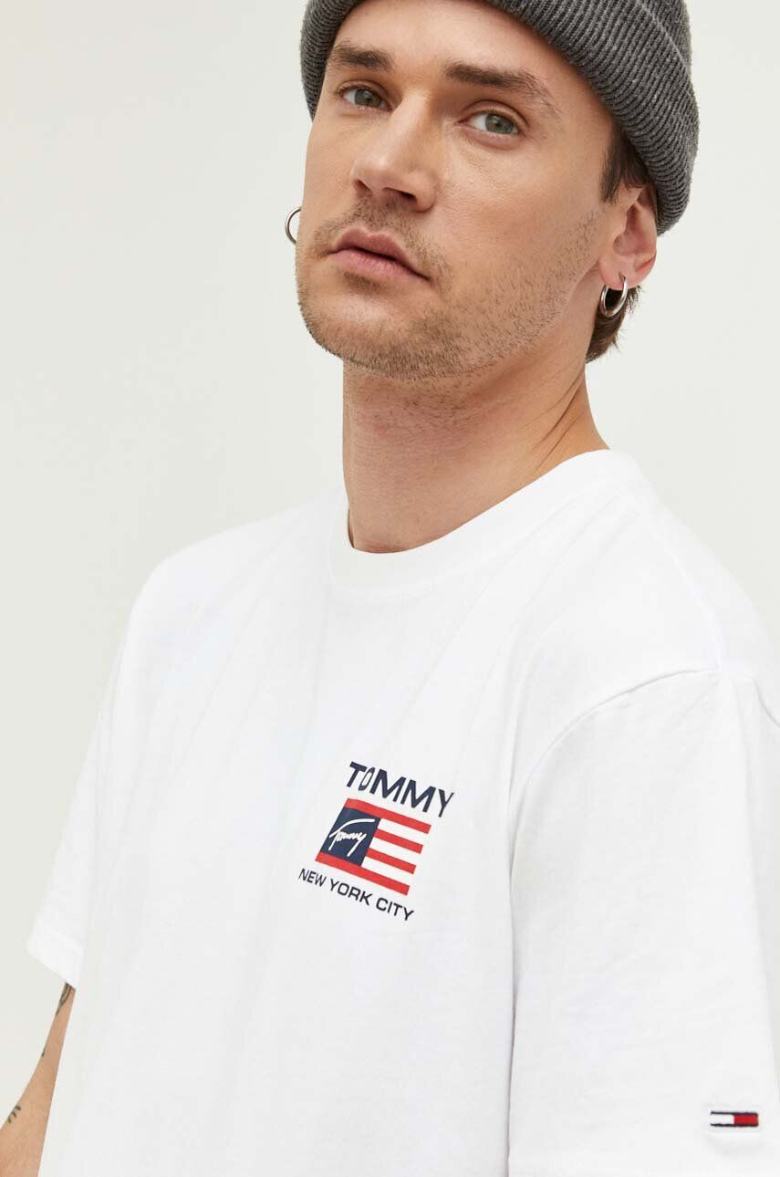 Tommy Jeans Bavlněné tričko bílá barva - Pepit.cz