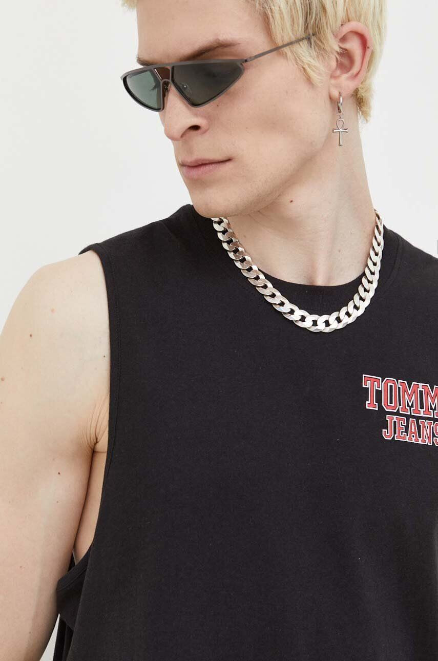 Tommy Jeans Bavlněné tričko černá barva - Pepit.cz