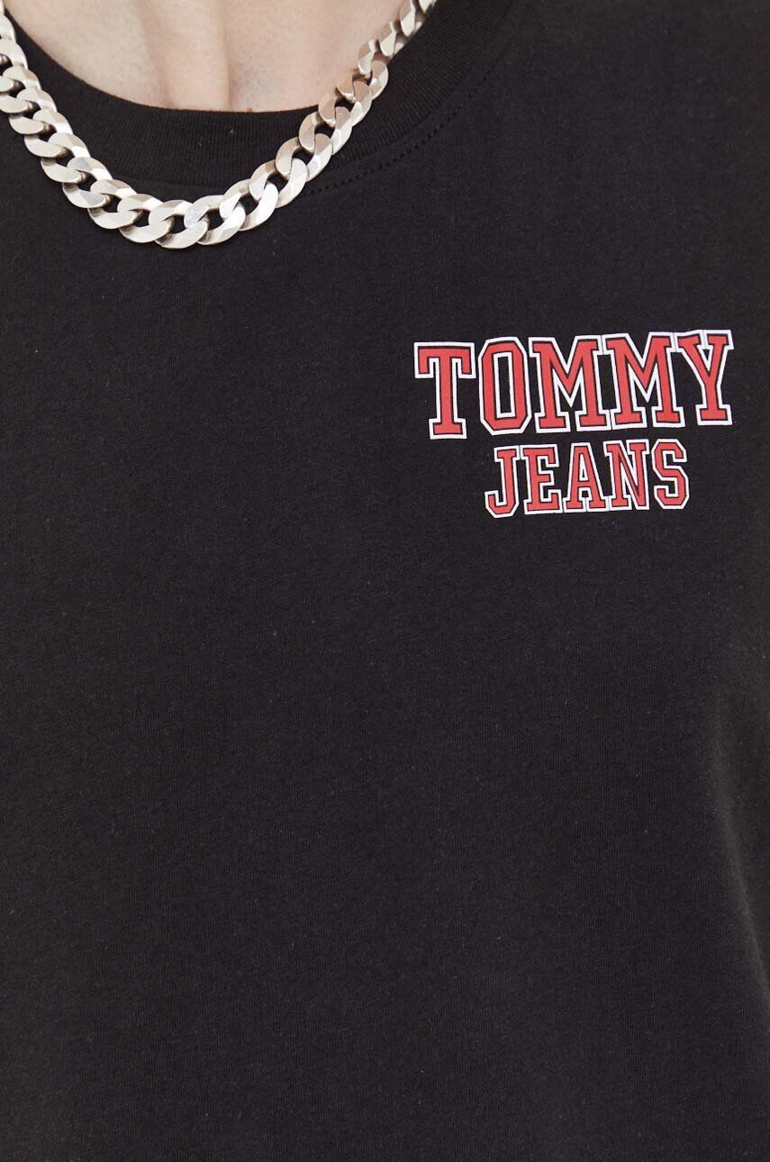 Tommy Jeans Bavlněné tričko černá barva - Pepit.cz