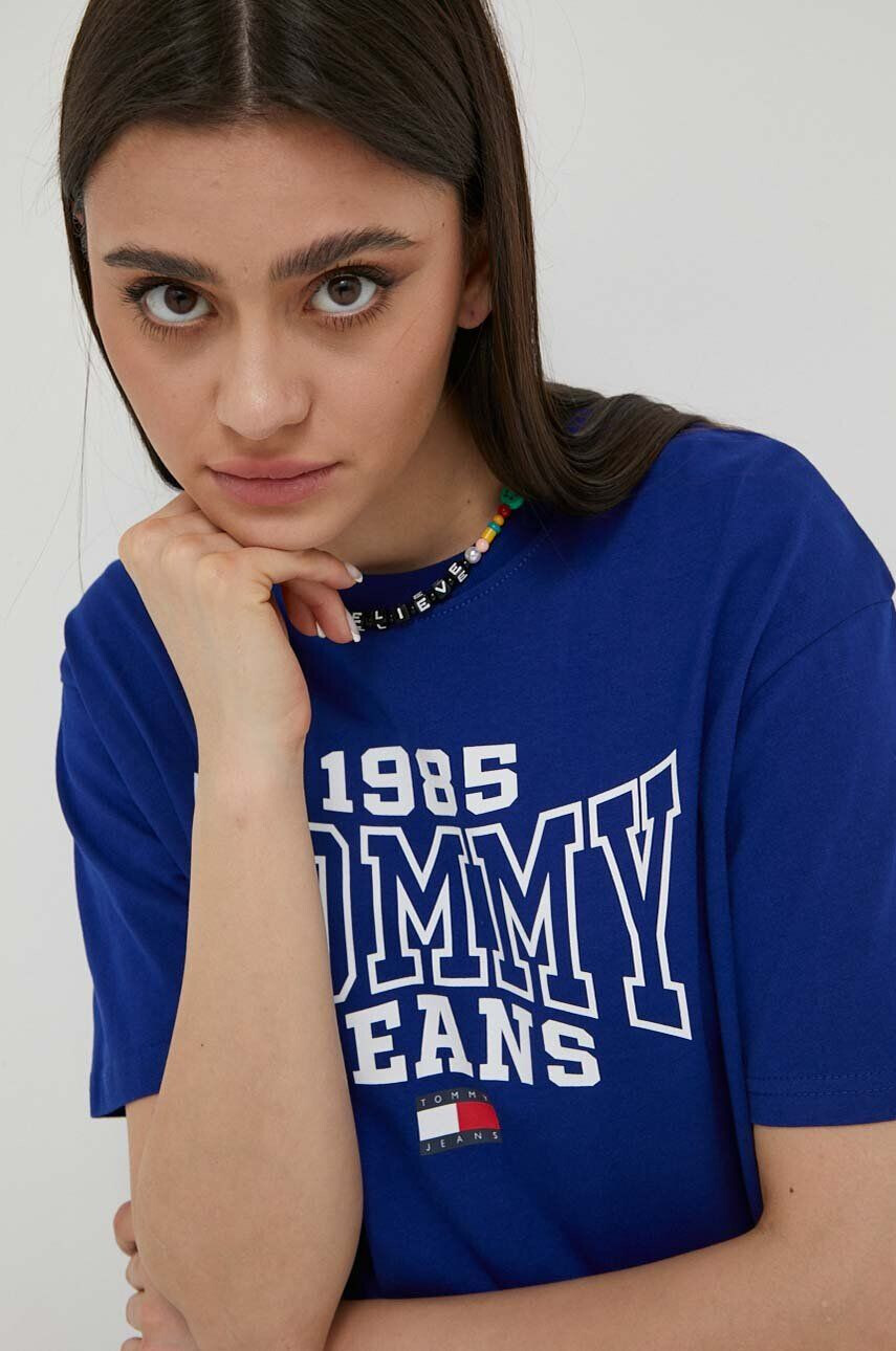 Tommy Jeans Bavlněné tričko tmavomodrá barva - Pepit.cz