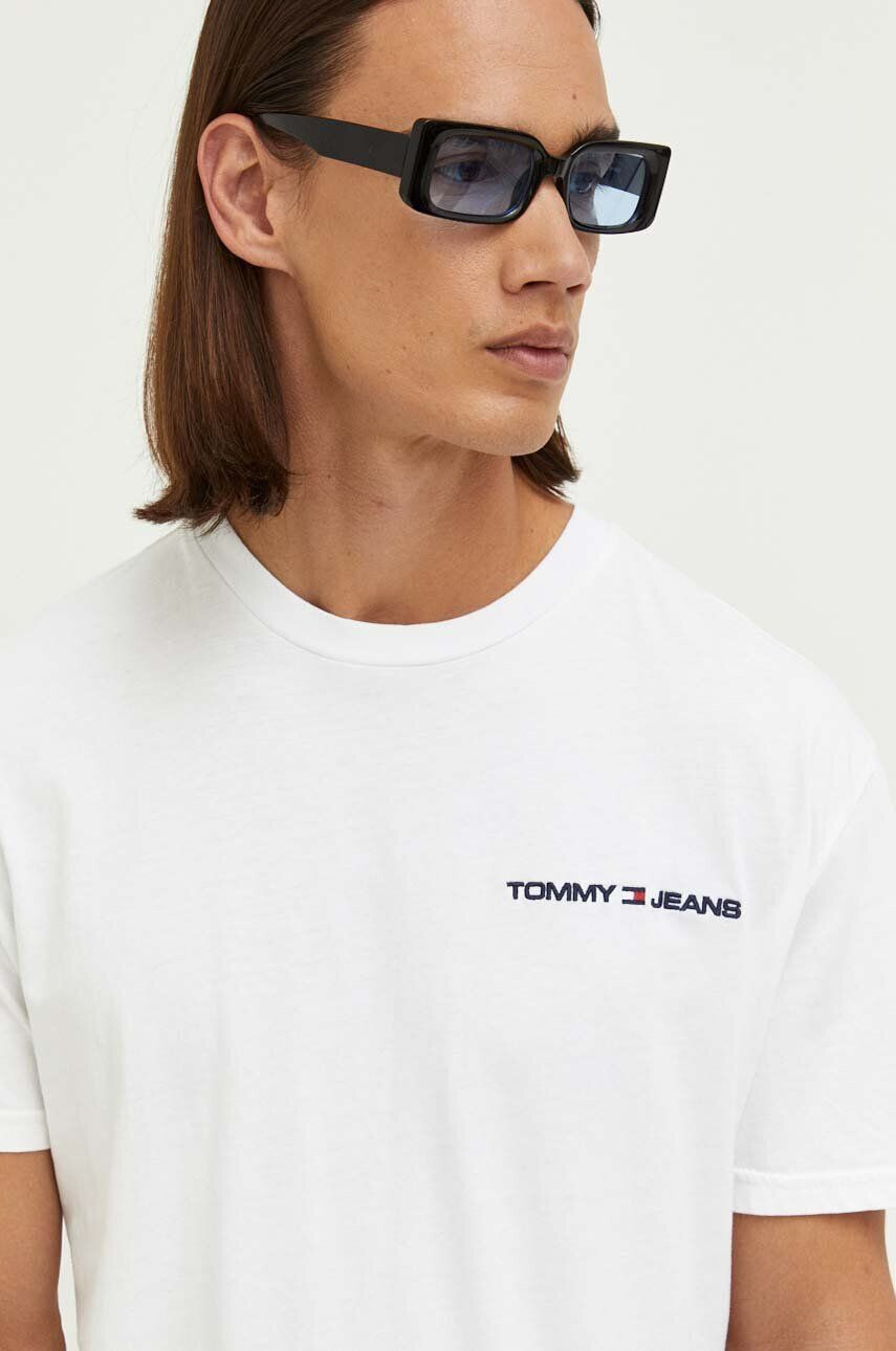 Tommy Jeans Bavlněné tričko bílá barva s aplikací - Pepit.cz