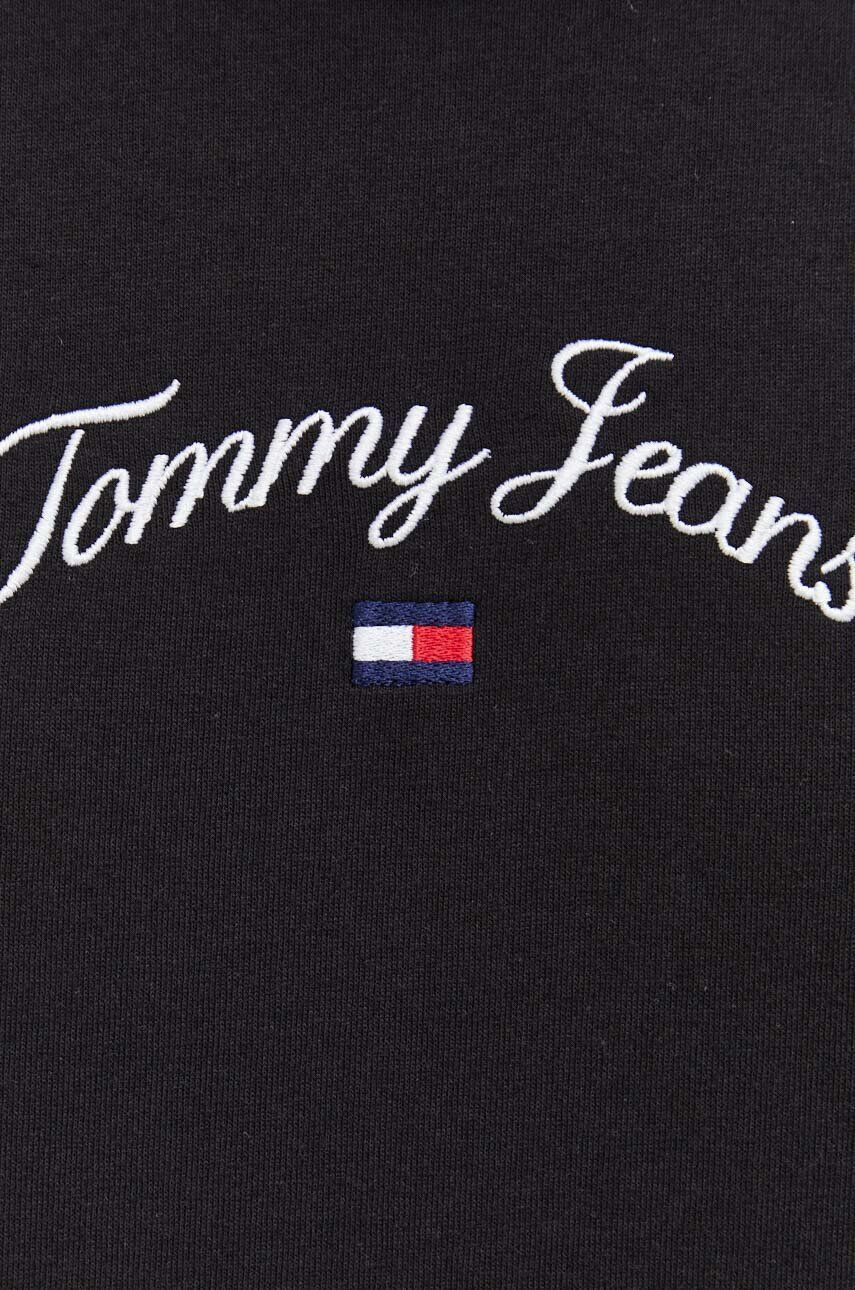 Tommy Jeans Bavlněné tričko černá barva s aplikací - Pepit.cz