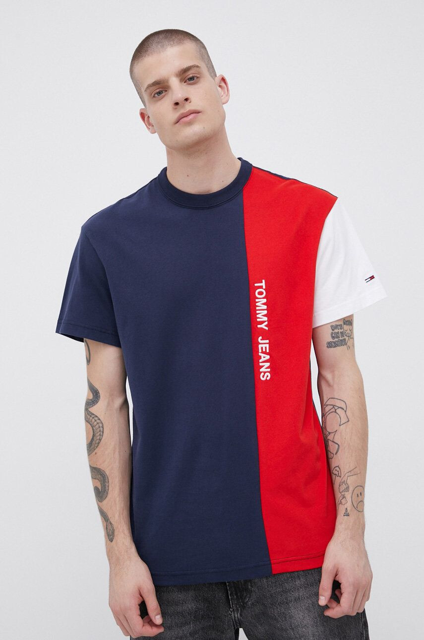 Tommy Jeans Bavlněné tričko tmavomodrá barva s aplikací - Pepit.cz