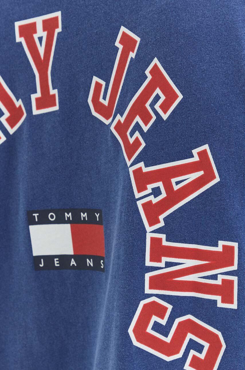 Tommy Jeans Bavlněné tričko tmavomodrá barva s potiskem - Pepit.cz