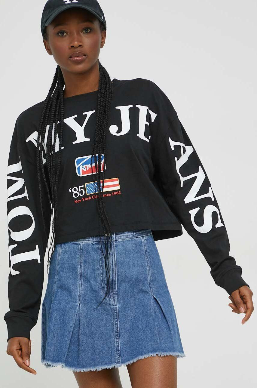 Tommy Jeans Bavlněné tričko s dlouhým rukávem bílá barva - Pepit.cz