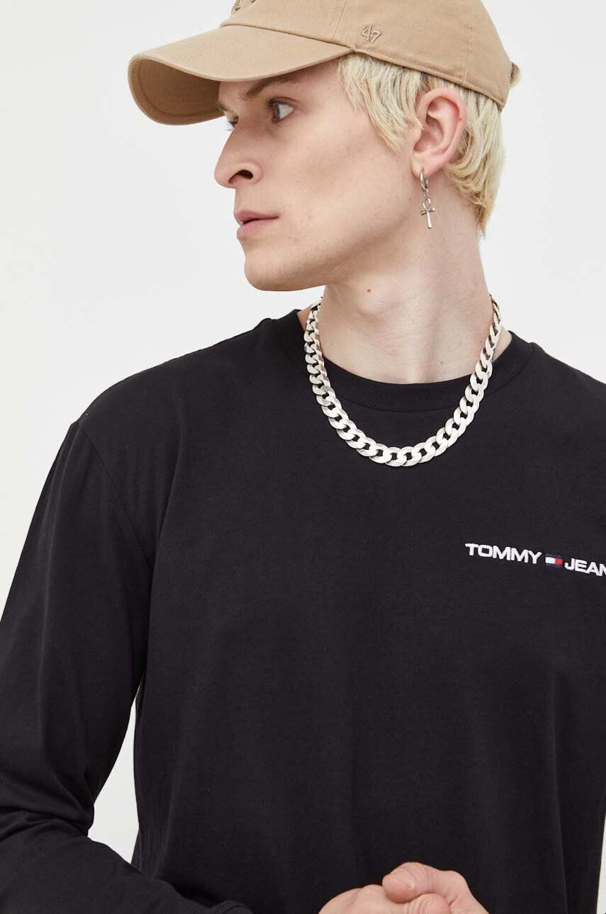 Tommy Jeans Bavlněné tričko s dlouhým rukávem bílá barva - Pepit.cz