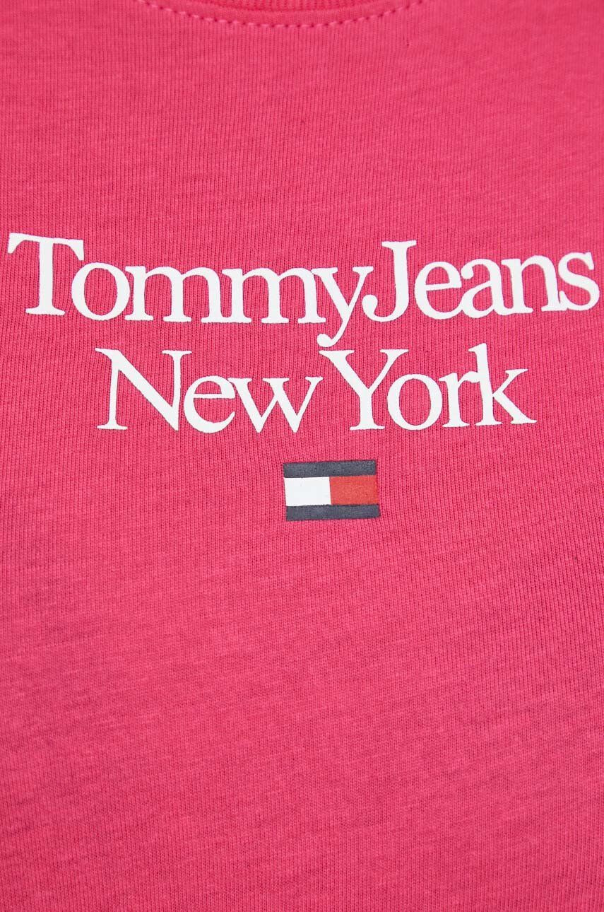 Tommy Jeans Bavlněné tričko s dlouhým rukávem růžová barva - Pepit.cz