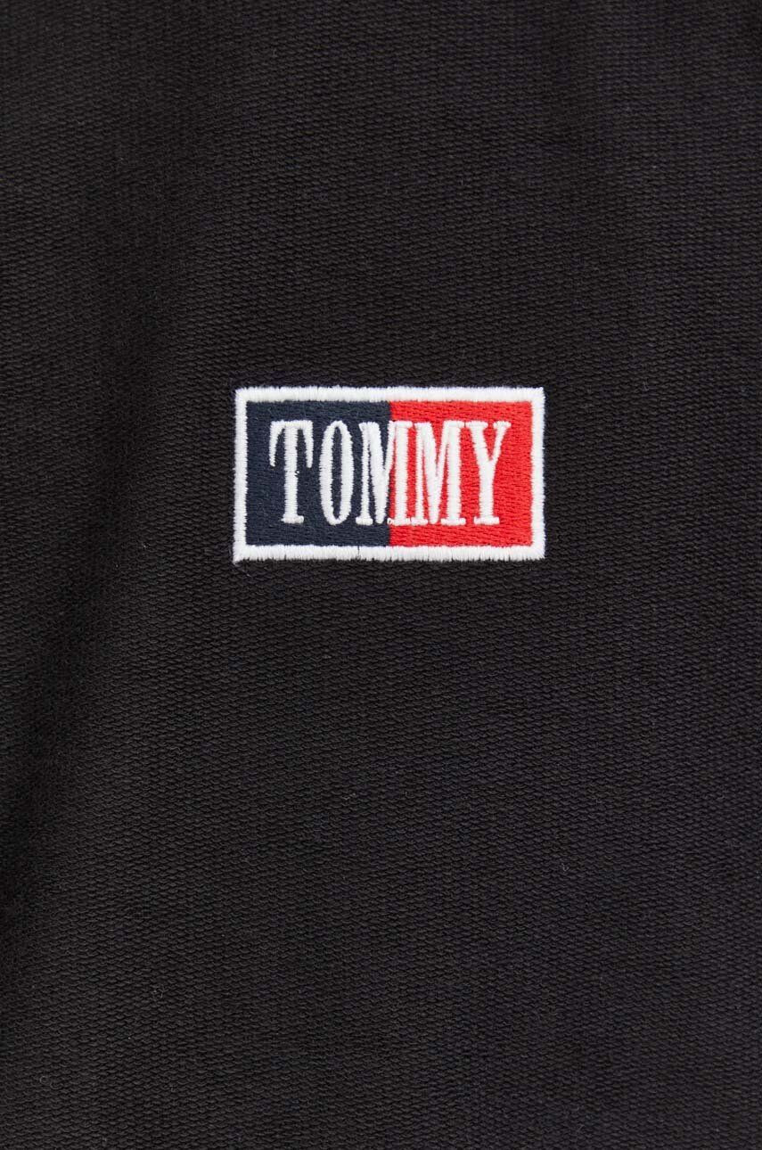 Tommy Jeans Bavlněné tričko s dlouhým rukávem černá barva s aplikací - Pepit.cz