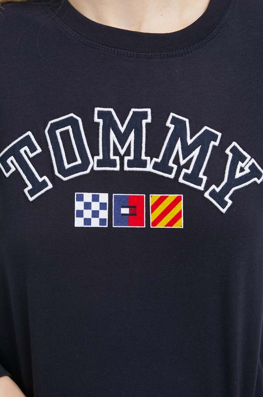 Tommy Jeans Bavlněné tričko s dlouhým rukávem tmavomodrá barva - Pepit.cz