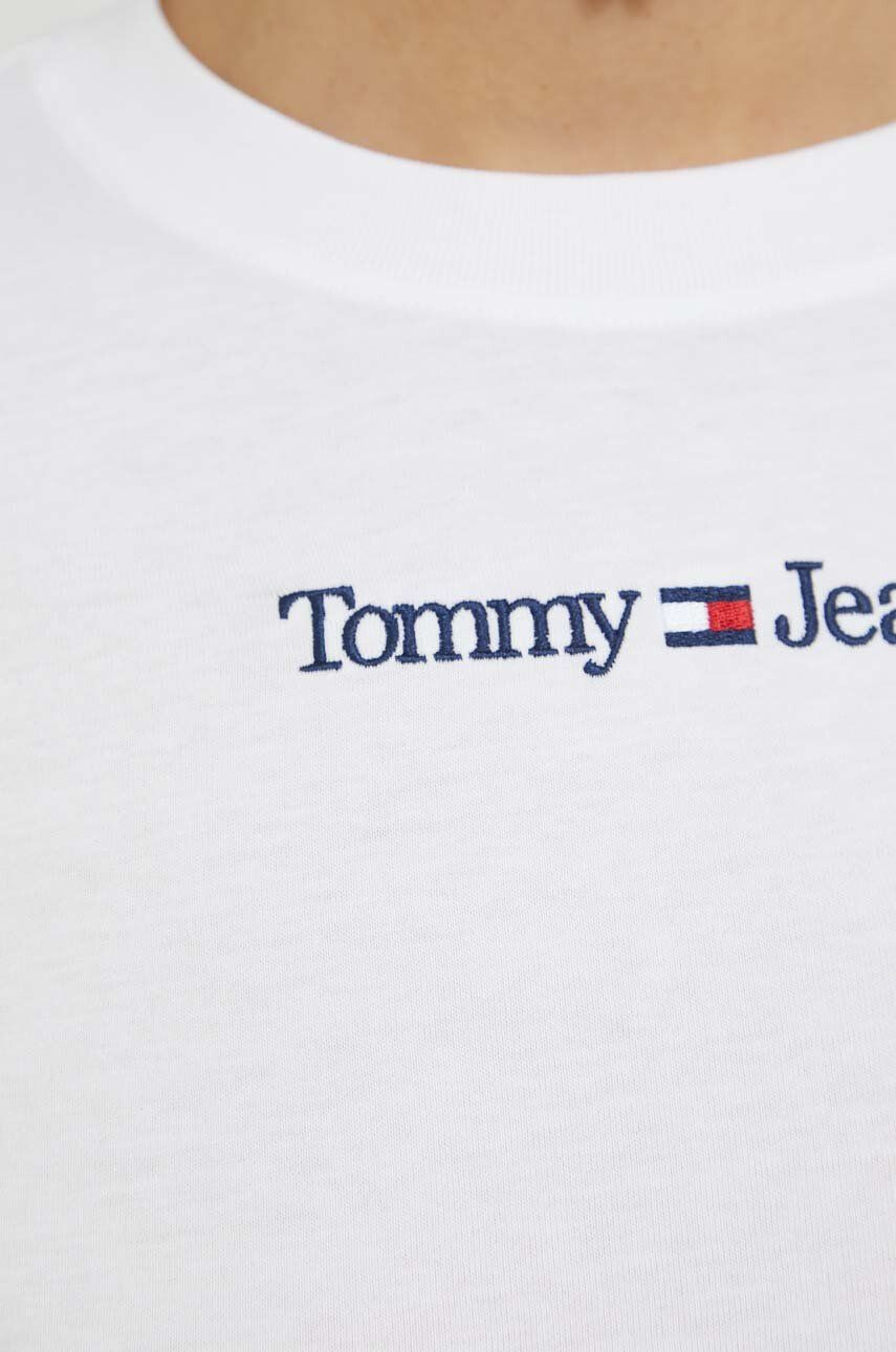 Tommy Jeans Bavlněné tričko s dlouhým rukávem bílá barva - Pepit.cz