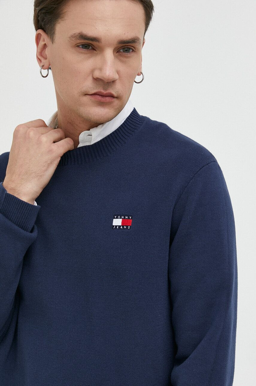 Tommy Jeans Bavlněný svetr tmavomodrá barva lehký - Pepit.cz