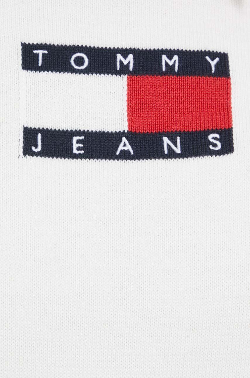 Tommy Jeans Bavlněný svetr bílá barva lehký - Pepit.cz