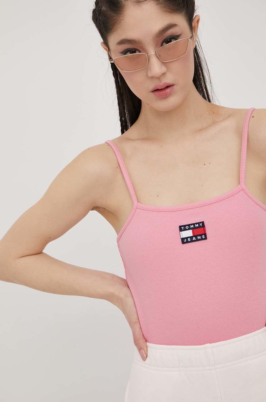 Tommy Jeans Body dámské růžová barva - Pepit.cz