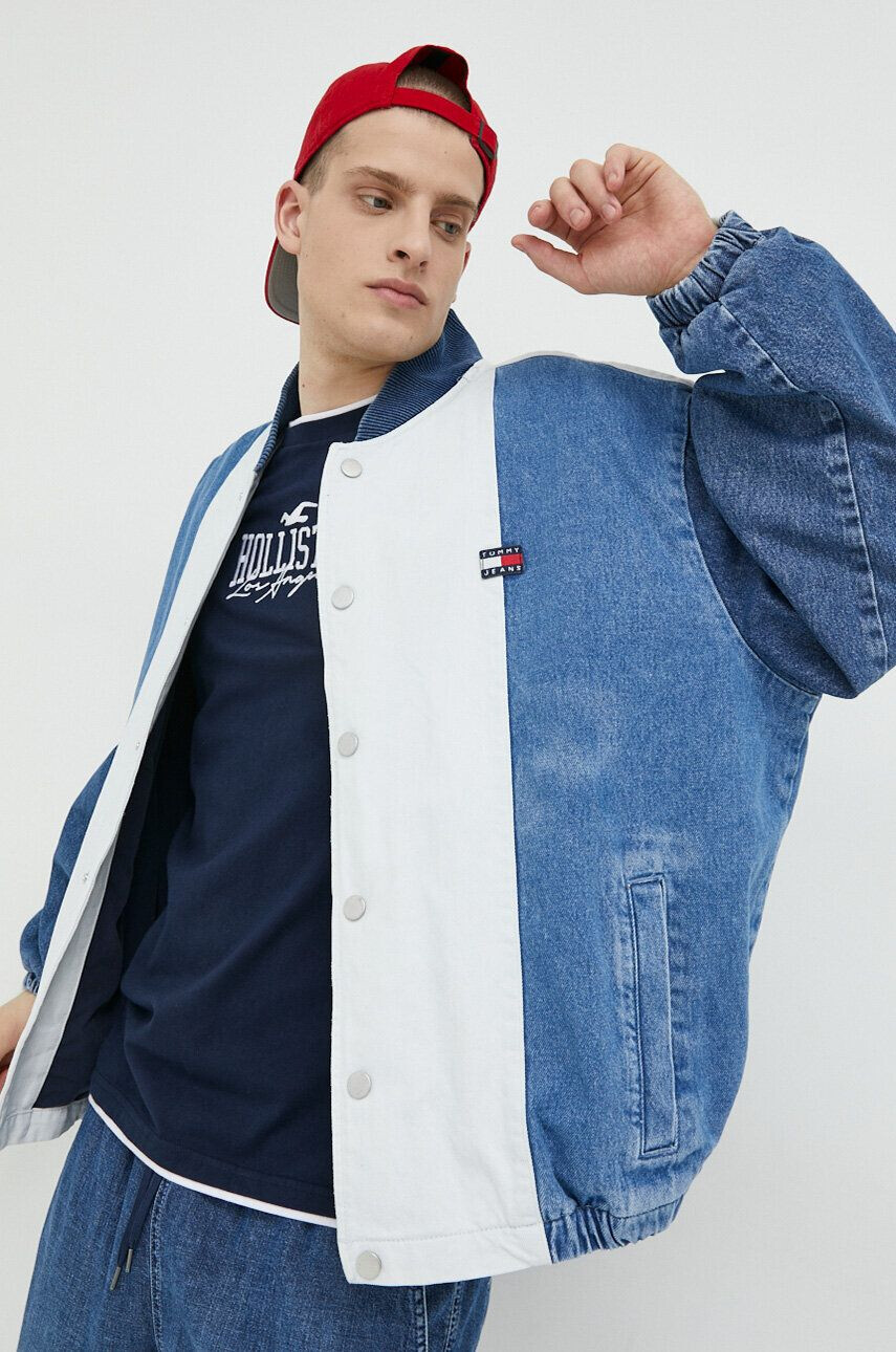 Tommy Jeans Bomber bunda zelená barva přechodná oversize - Pepit.cz