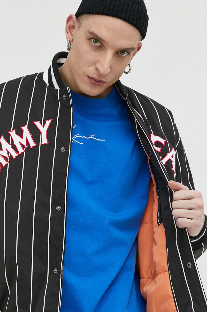 Tommy Jeans Bomber bunda černá barva přechodná oversize - Pepit.cz