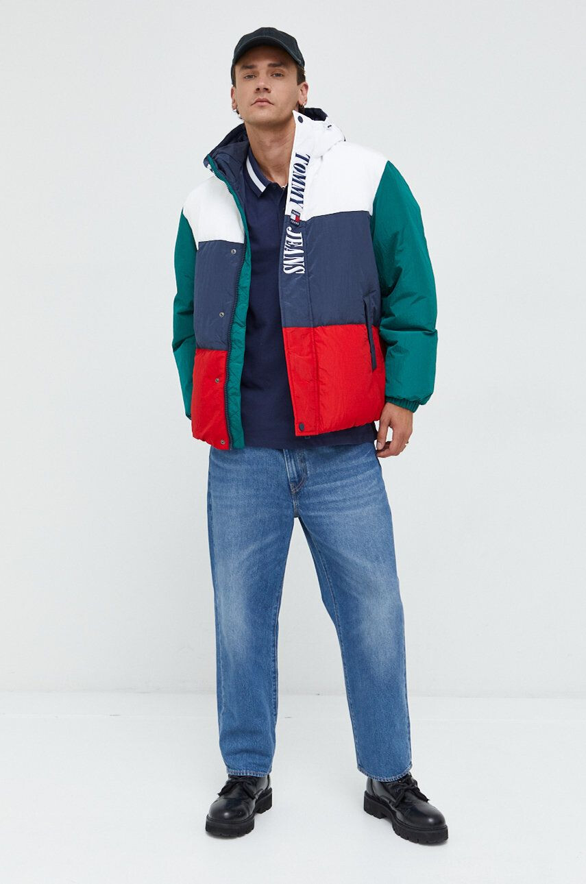 Tommy Jeans Bunda pánská bílá barva zimní oversize - Pepit.cz