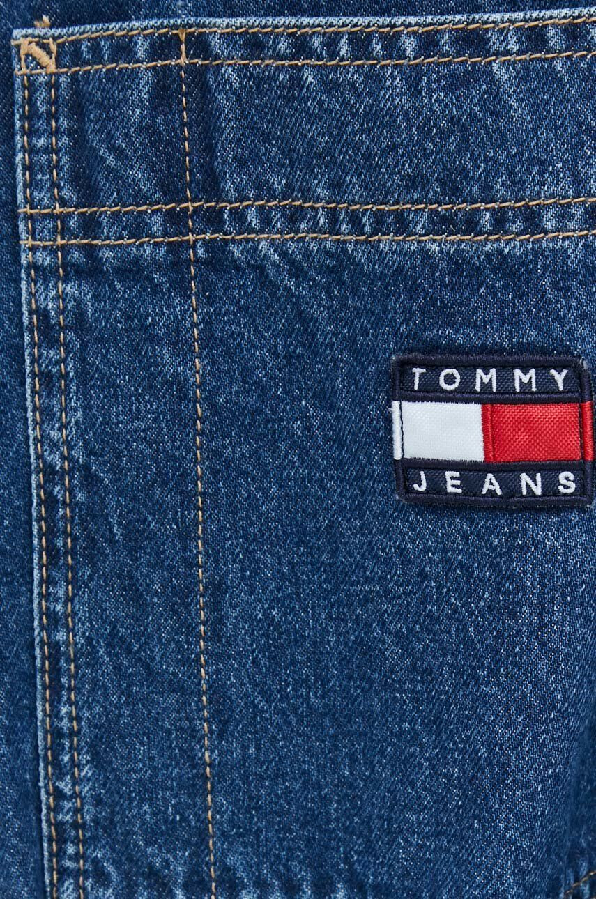 Tommy Jeans Džínová bunda pánská tmavomodrá barva přechodná oversize - Pepit.cz