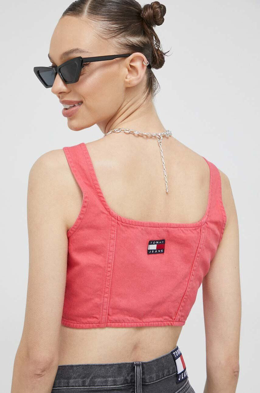 Tommy Jeans Džínový top růžová barva - Pepit.cz