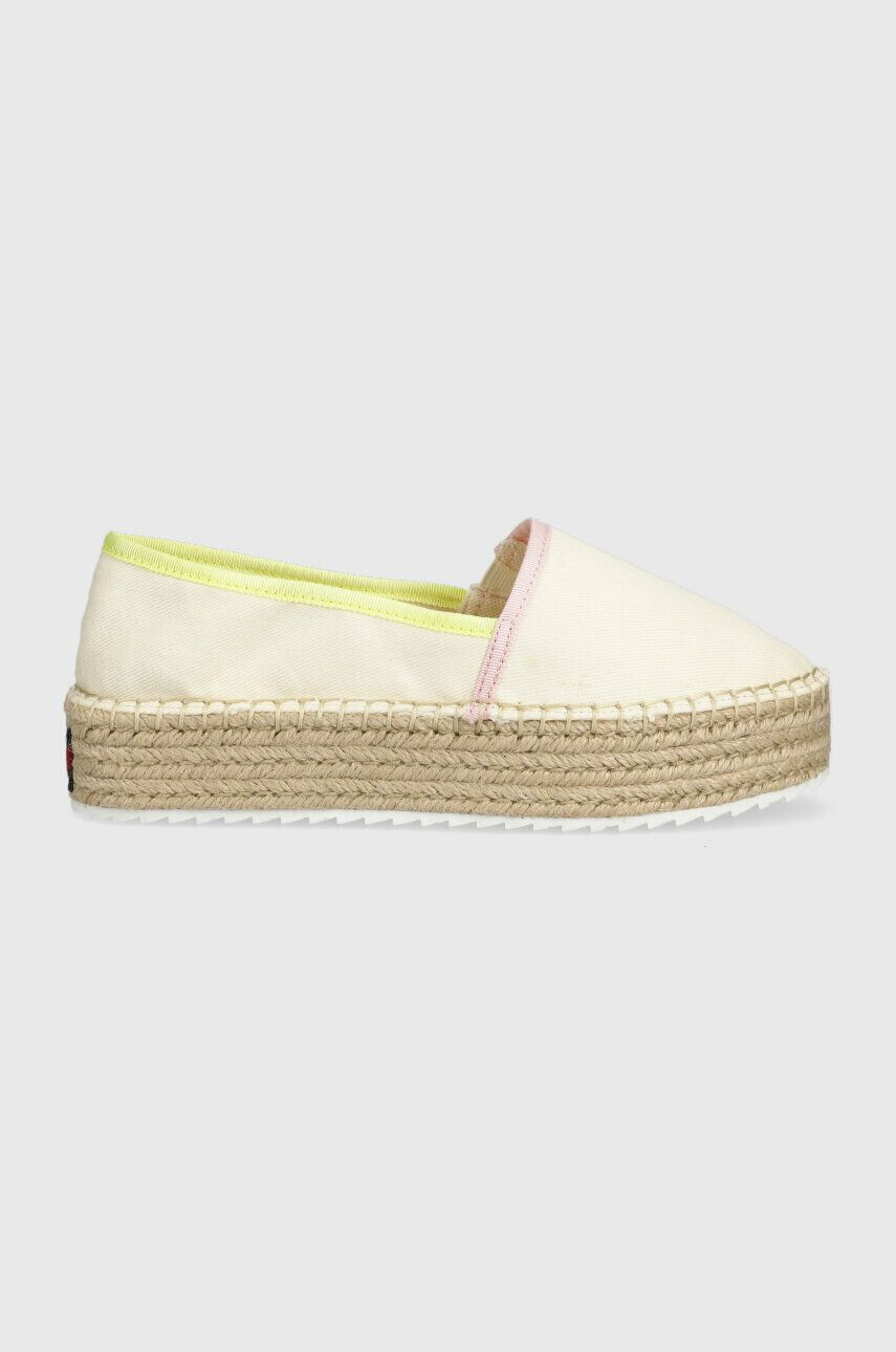 Tommy Jeans Espadrilky FLATFORM ESPADRILLE béžová barva na platformě EN0EN02078 - Pepit.cz