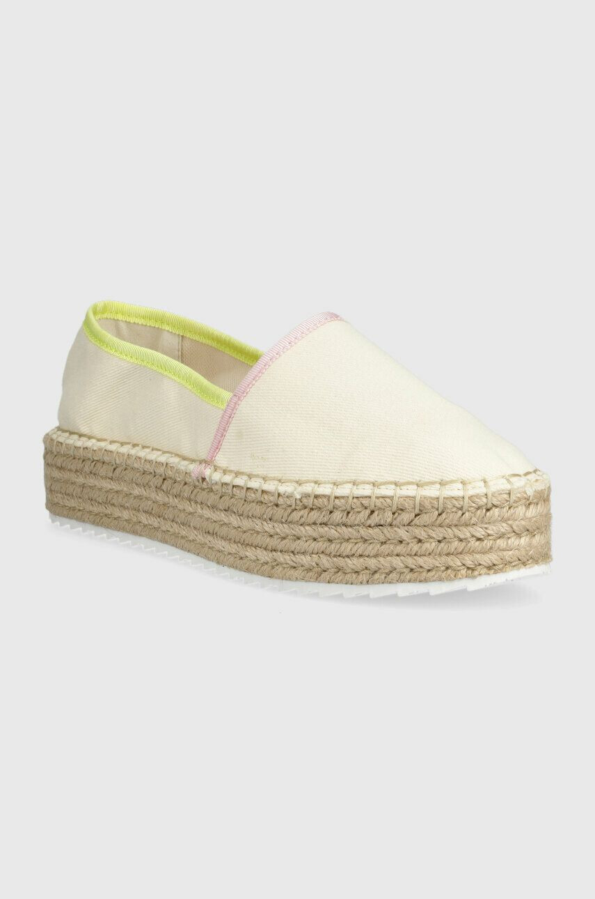 Tommy Jeans Espadrilky FLATFORM ESPADRILLE béžová barva na platformě EN0EN02078 - Pepit.cz