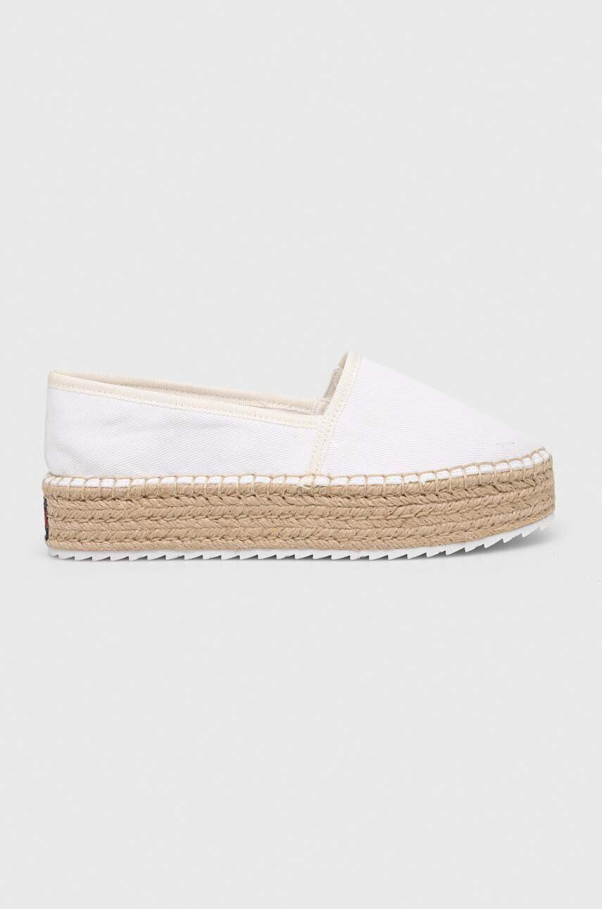 Tommy Jeans Espadrilky FLATFORM ESPADRILLE bílá barva na platformě EN0EN02078 - Pepit.cz