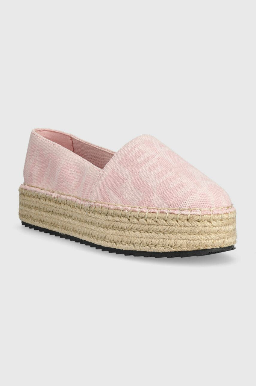 Tommy Jeans Espadrilky LOGOMANIA ESPADRILLE růžová barva na platformě EN0EN02079 - Pepit.cz