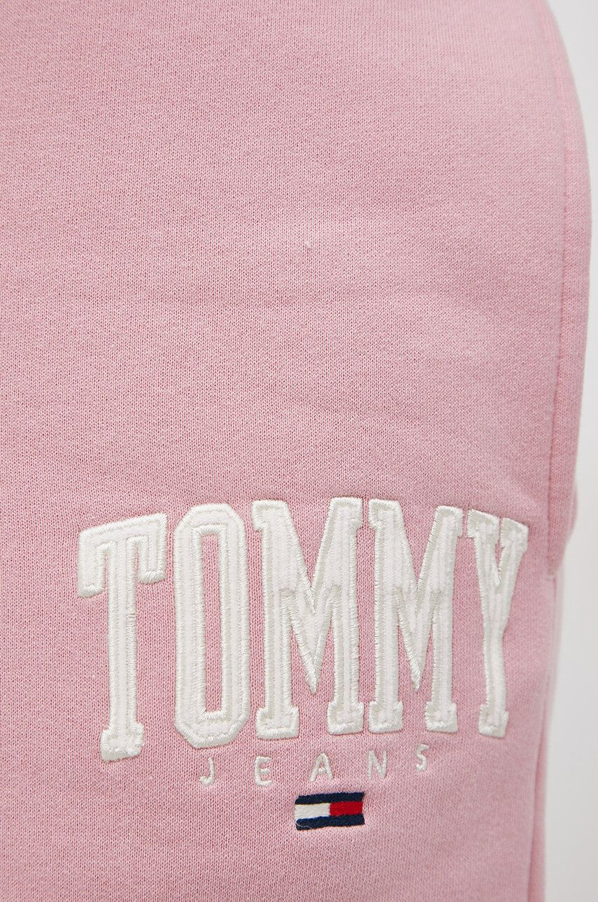 Tommy Jeans Kalhoty dámské růžová barva s aplikací - Pepit.cz