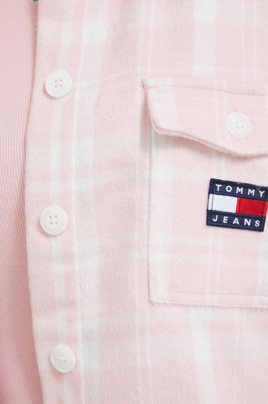 Tommy Jeans Košile dámská růžová barva relaxed s klasickým límcem - Pepit.cz