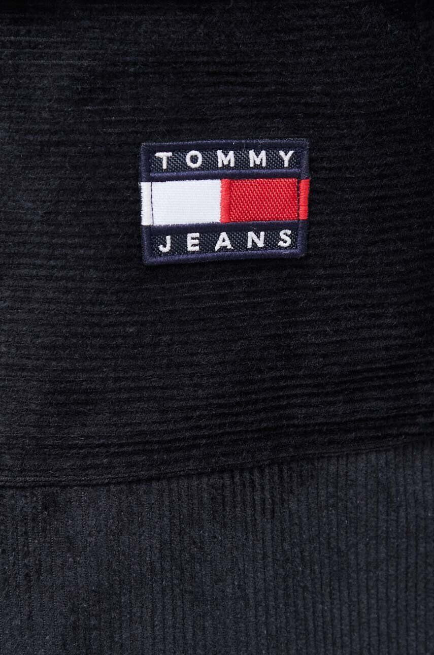 Tommy Jeans Manšestrová bunda černá barva přechodná oversize - Pepit.cz