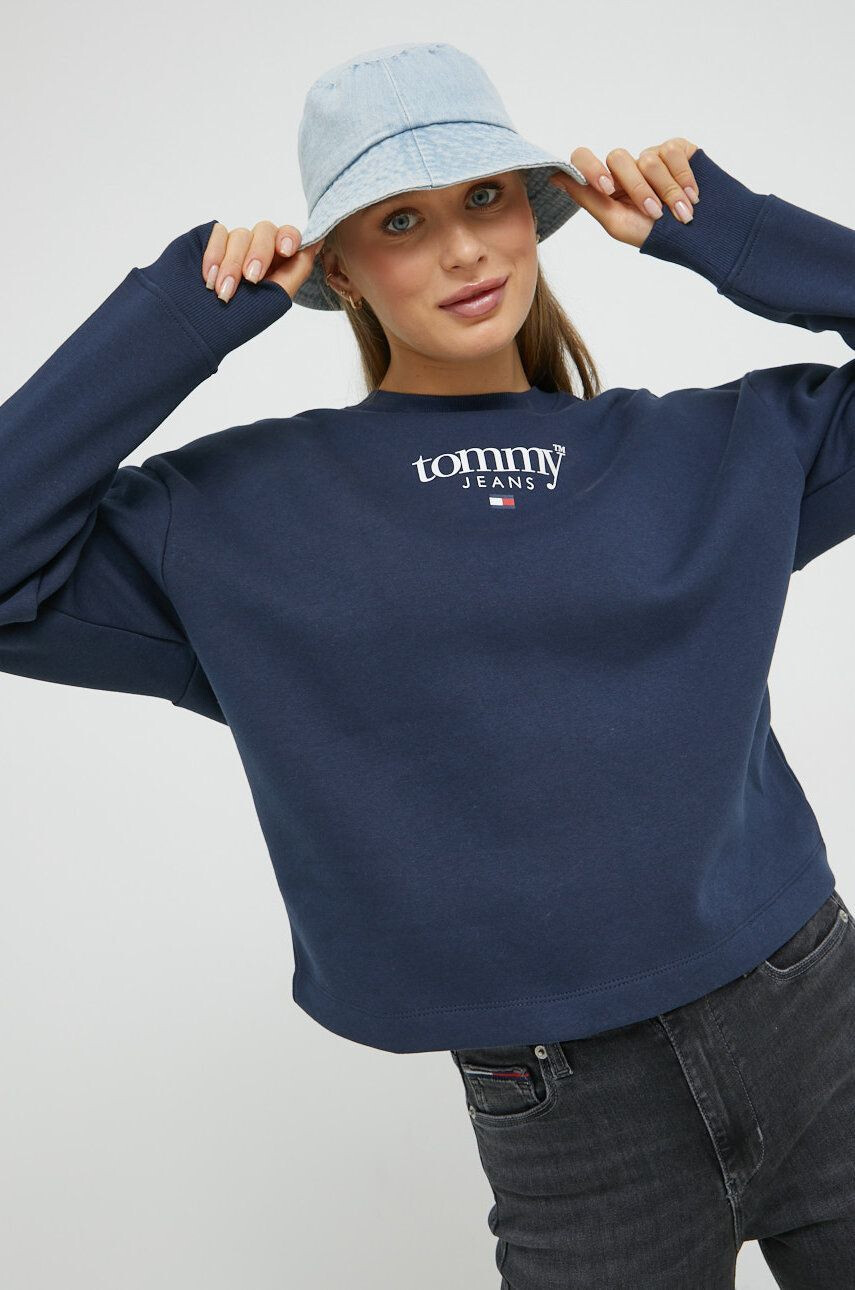 Tommy Jeans Mikina dámská tmavomodrá barva s aplikací - Pepit.cz