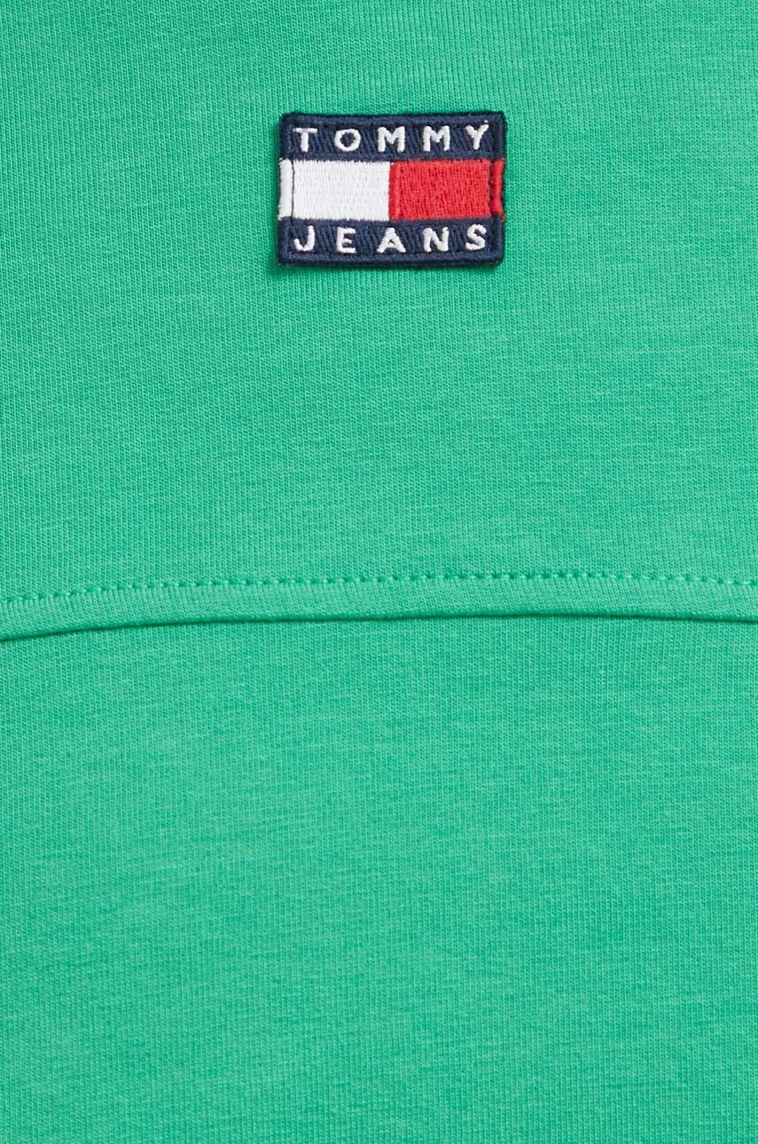 Tommy Jeans Mikina dámská zelená barva s kapucí hladká - Pepit.cz