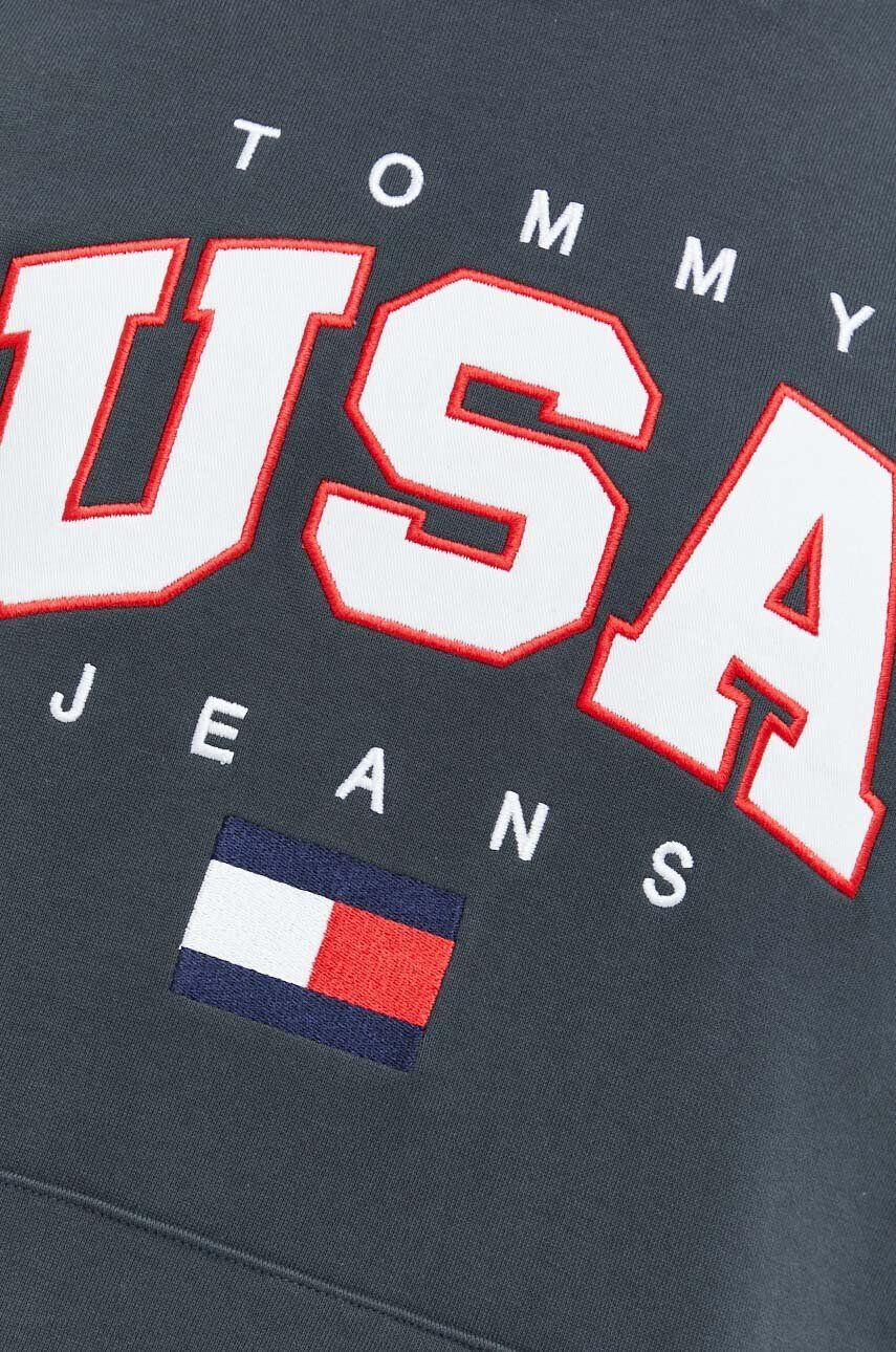 Tommy Jeans Mikina pánská šedá barva s kapucí s aplikací - Pepit.cz